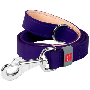 WAUDOG Classic genuine leather dog leash, purple, W 14 mm L 122 cm
