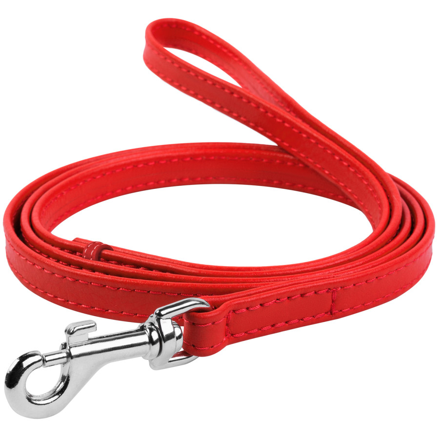 WAUDOG Glamour genuine leather dog leash, red, W 25 mm, L 122 cm