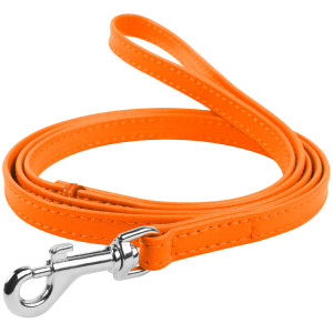 Поводок для собак кожаный WAUDOG Glamour, оранжевый