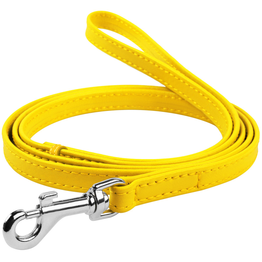 WAUDOG Glamour genuine leather dog leash, yellow, W 25 mm, L 122 cm