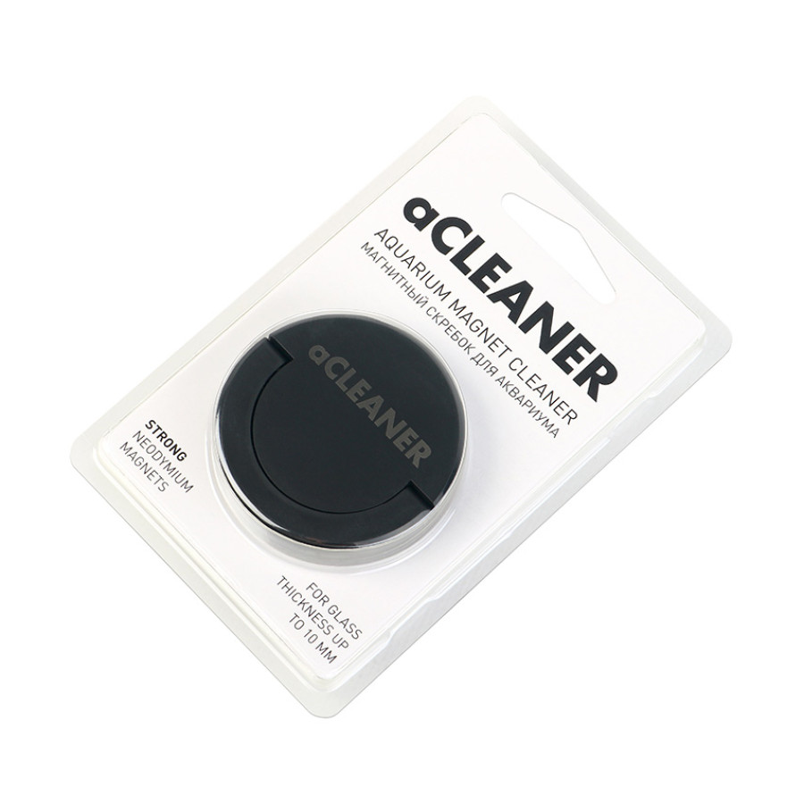 aCLEANER - магнитный скребок для аквариумов с толщиной стенки до 10 мм. Черный