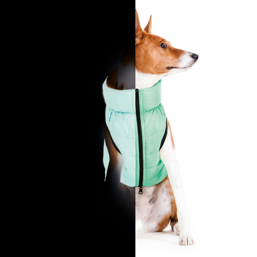 Двостороння курточка для собак AiryVest Lumi салатово-помаранчева (світиться в темряві)