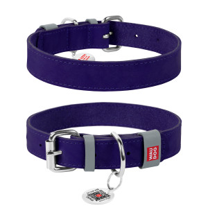 Кожаный ошейник для собак WAUDOG Classic 19-25 см 12 мм Фиолетовый 
