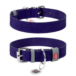 Кожаный ошейник для собак WAUDOG Classic 21-29 см 12 мм Фиолетовый 