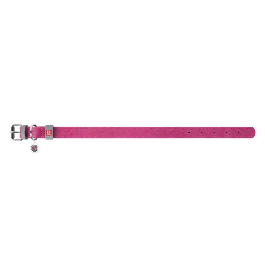 Шкіряний нашийник для собак WAUDOG Classic 46-60 см 35 мм Рожевий 