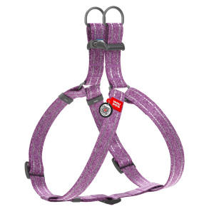 WAUDOG Re-cotton harness with QR passport, from recycled cotton, plastic buckle, purple