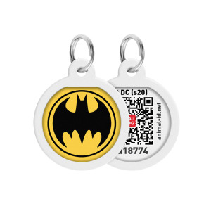 WAUDOG Smart ID pet tag with QR passport "Batman Logo" design, Ø 25 mm