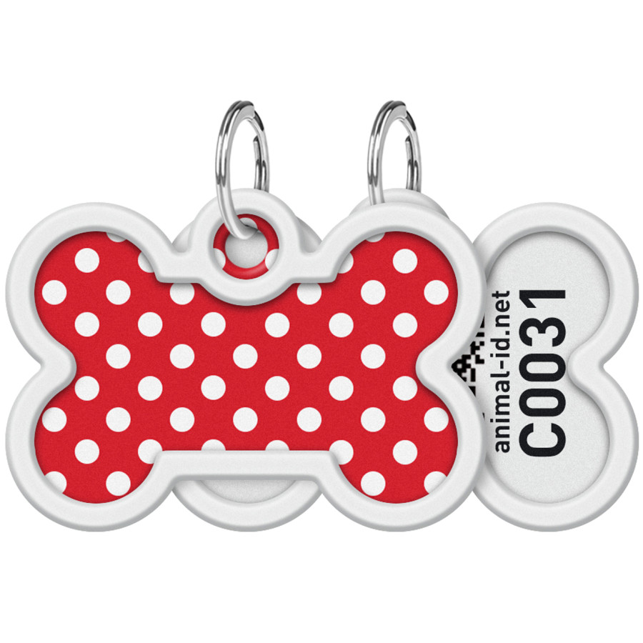 WAUDOG Smart ID metal pet tag with QR-passport, "Pea" pattern, bone