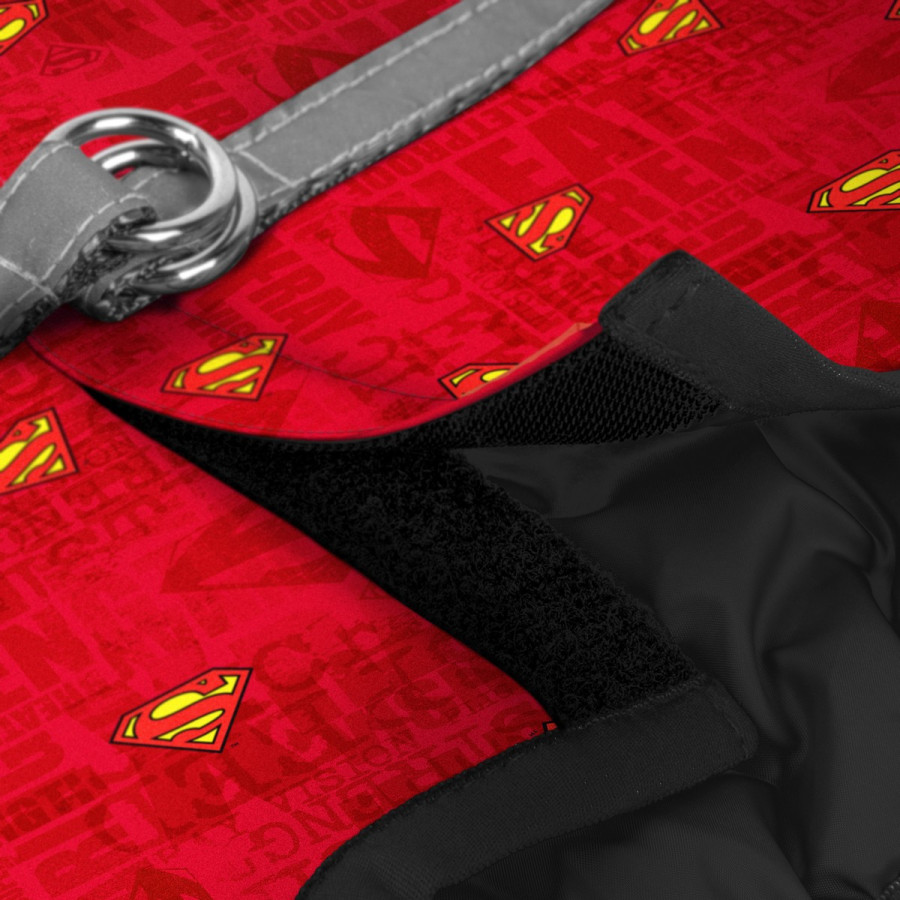 Шлея для собак мягкая WAUDOG Clothes с QR паспортом, рисунок "Супермен красный"