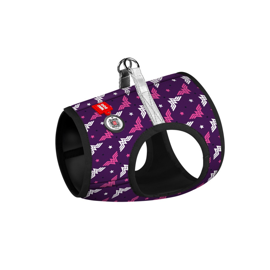 WAUDOG Clothes soft dog harness with QR-passport, "WW violet" design