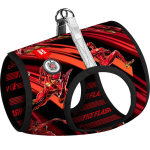 Шлея для собак м’яка WAUDOG Clothes з QR паспортом, малюнок "Швидкість Флеша"