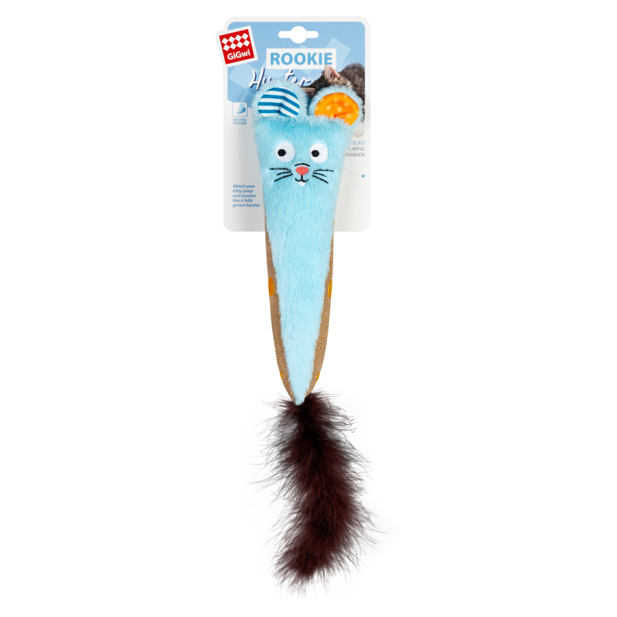 Игрушка для кошек Кролик голубой с шуршанием GiGwi ROOKIE HUNTER, текстиль, бумага, 38 см