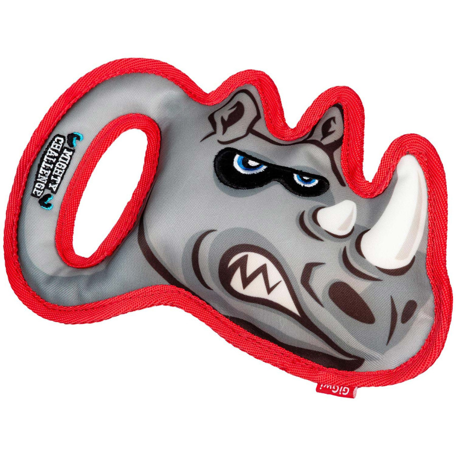 Іграшка для великих собак Носоріг з пищалкою GiGwi MIGHTY CHALLENGE, зносостійкий текстиль, M, 25 см