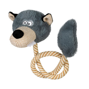 Игрушка для собак Волк с пищалкой и веревкой GiGwi ECO FRIENDZ, переработанный текстиль, L, 76 см