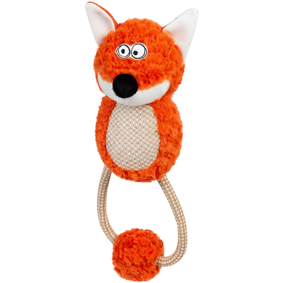 Іграшка для собак Лиса з пищалкою та мотузкою GiGwi ECO FRIENDZ, перероблений текстиль, М, 30 см