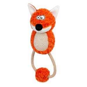 Игрушка для собак Лиса с пищалкой и веревкой GiGwi ECO FRIENDZ, переработанный текстиль, M, 30 см