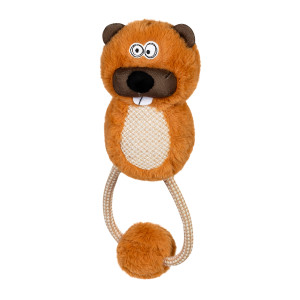 Игрушка для собак Бобер с пищалкой и веревкой GiGwi ECO FRIENDZ, переработанный текстиль, М, 30 см