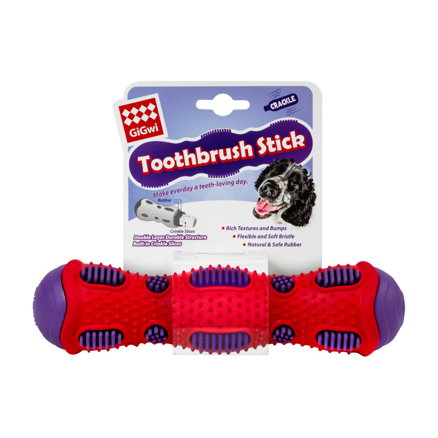 Игрушка для собак GiGwi Toothbrush Stick с эффектом треска, термопластичная резина, 21 см
