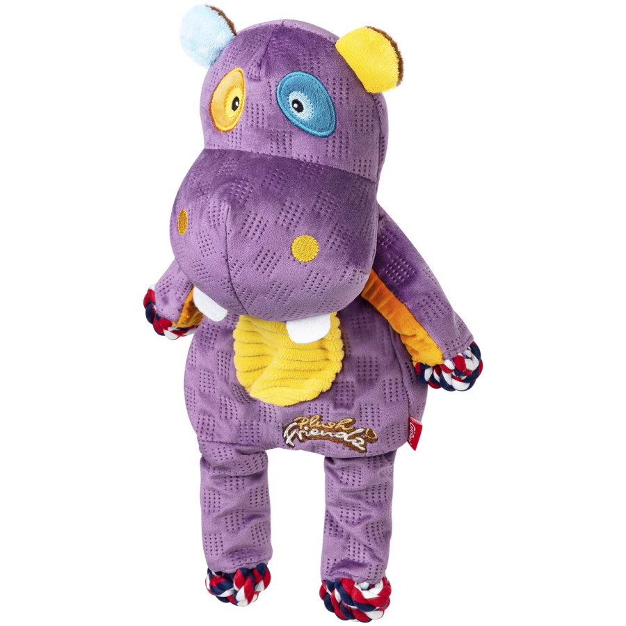 Іграшка для собак Бегемот з мотузками та пищалкою GiGwi Plush, текстиль, 34 см