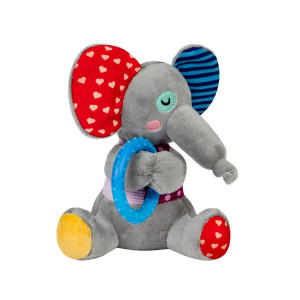 Іграшка для собак Слоненя з кільцем та пищалкою GiGwi Plush, текстиль, термопластична гума, 16 см