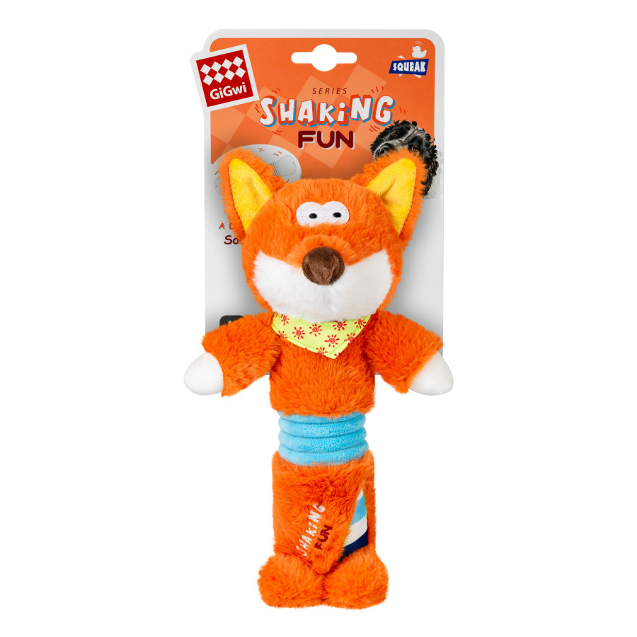 Іграшка для собак Лис з великою пищалкою GiGwi Shaking Fun, текстиль, плюш, 32 см