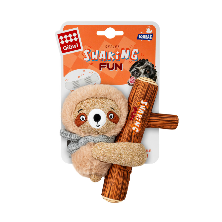 Іграшка для собак Лінивець з великою пищалкою GiGwi Shaking Fun, текстиль, плюш, 22 см