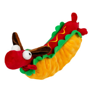 Игрушка для собак Хот-Дог с пищалкой GiGwi Foody Friends, текстиль, плюш, 24 см