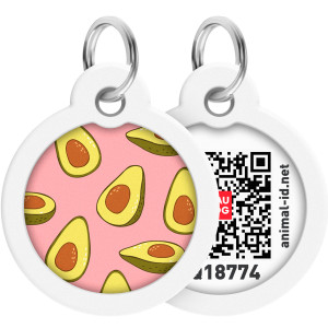 WAUDOG Smart ID pet tag with QR passport, premium, "Avocado pink" design, Ø 25 mm