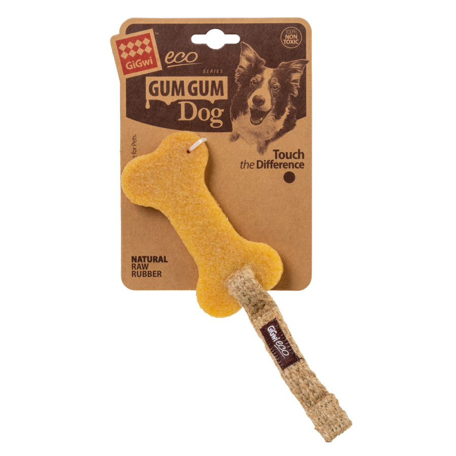 Іграшка для собак Гумова кістка мала GiGwi Gum Gum, екогума, текстиль, 24 см