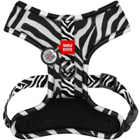 Шлея для собак дихаюча WAUDOG Mesh з QR адресником, малюнок Зебра