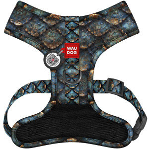 Шлея для собак дышащая WAUDOG Mesh с QR паспортом, рисунок Чешуя
