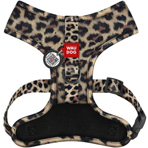 Шлея для собак дышащая WAUDOG Mesh с QR паспортом, рисунок Леопард