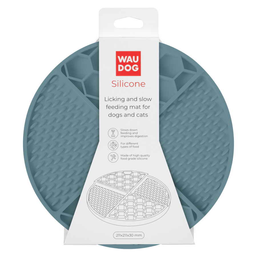 Коврик для слизывания и медленного кормления WAUDOG Silicone, 211х211х30 мм, серый
