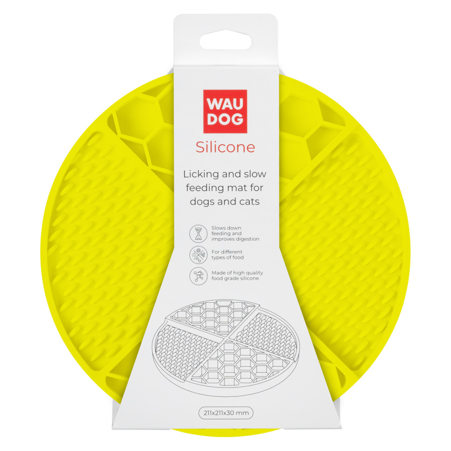 Коврик для слизывания и медленного кормления WAUDOG Silicone, 211х211х30 мм, желтый