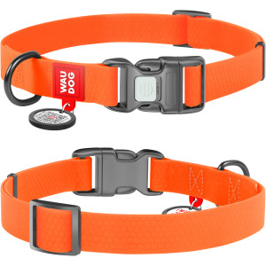 WAUDOG Waterproof dog collar with QR-passport, with QR tag, plastic fastex buckle, orange