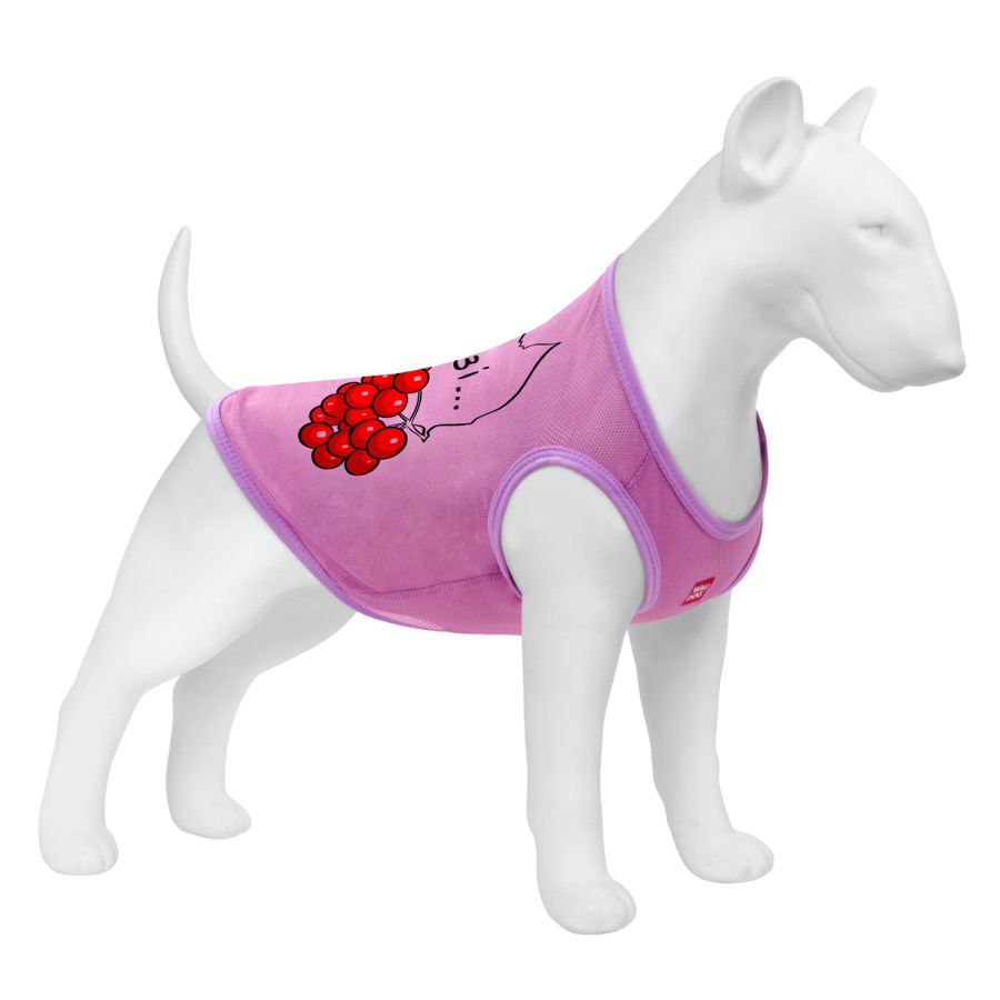Майка для собак WAUDOG Clothes, рисунок "Калина". Материал — сетка. Розовая 