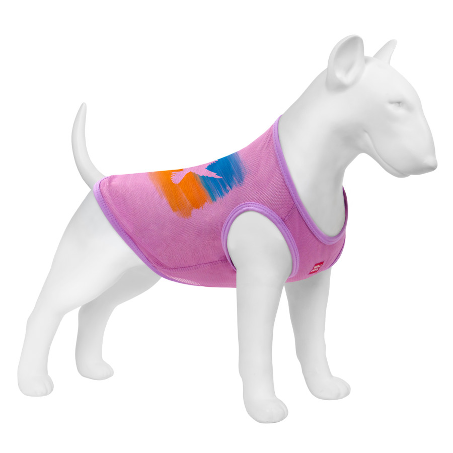 Майка для собак WAUDOG Clothes, рисунок "Флаг". Материал — сетка. Розовая 