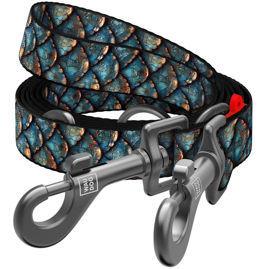 Поводок-перестежка для собак WAUDOG Nylon, рисунок "Чешуя", размер M, 300 см, 20 мм