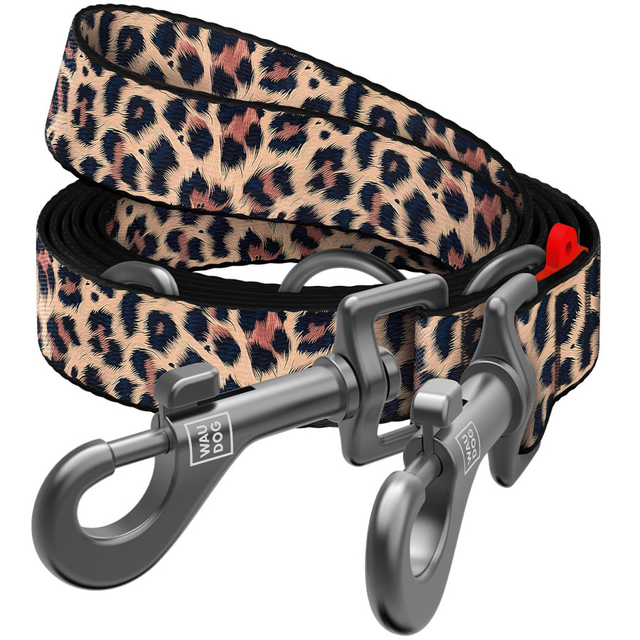 Поводок-перестежка для собак WAUDOG Nylon, рисунок "Леопард", размер M, 300 см, 20 мм