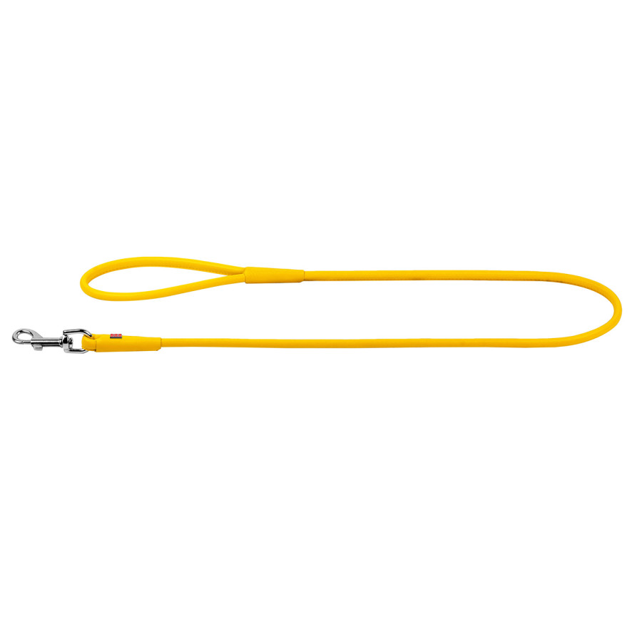 WAUDOG Glamour genuine leather dog leash, rolled, yellow, D 10 mm, L 135 cm
