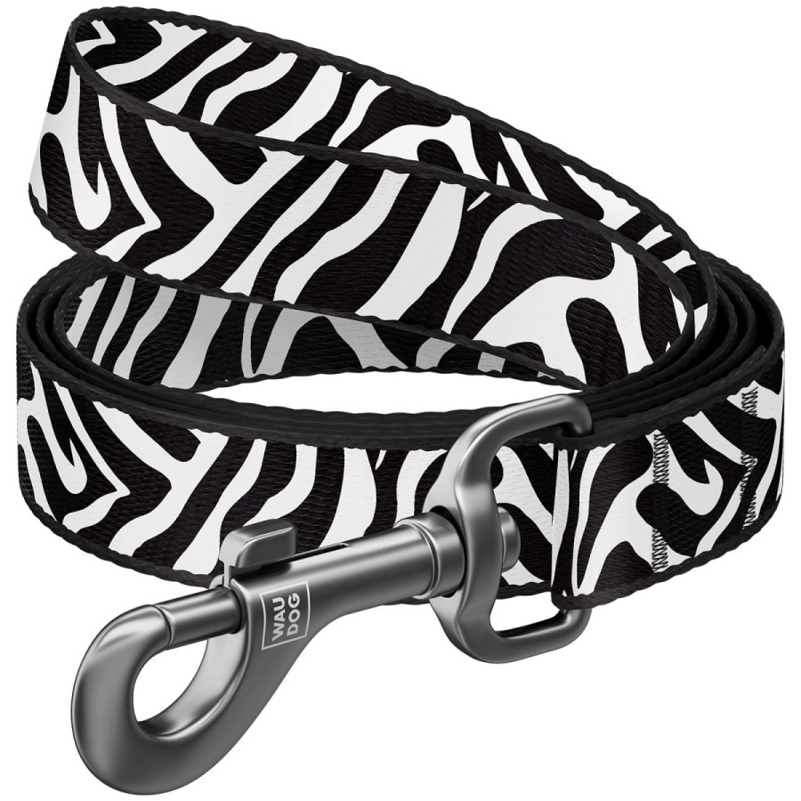 Повідець для собак нейлоновий WAUDOG Nylon, малюнок "Зебра"