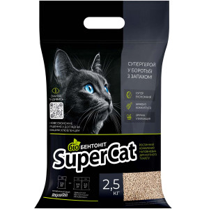 Растительный наполнитель SuperCat Биобентонит комкующийся для кошачьих туалетов 2,5 кг