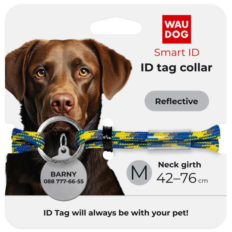 Шнурок для адресника з паракорду WAUDOG Smart ID, світловідбивний, "Colors of freedom"
