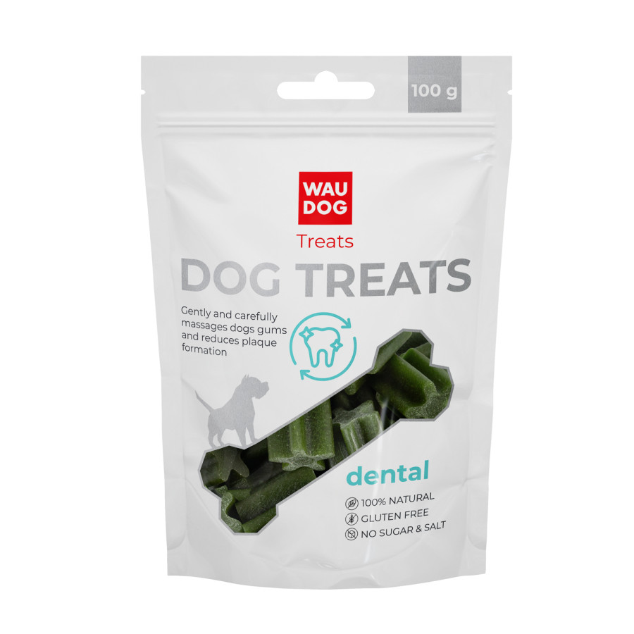 Ласощі для собак WAUDOG Treats "Стоматологічна паличка зі смаком шпинату та ванілі", 100 г