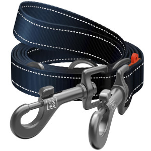 Поводок-перестежка для собак WAUDOG Nylon Mono, светоотражающий, светоотражающий, черный, размер M, 300 см, 20 мм