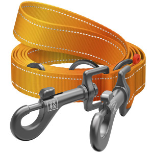 Поводок-перестежка для собак WAUDOG Nylon Mono, светоотражающий, светоотражающий, оранжевый, размер M, 300 см, 20 мм