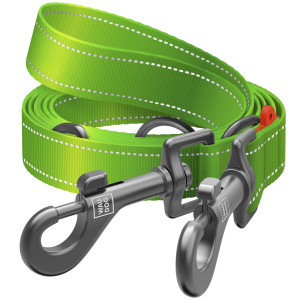 Поводок-перестежка для собак WAUDOG Nylon Mono, светоотражающий, светоотражающий, салатовый, размер M, 300 см, 20 мм