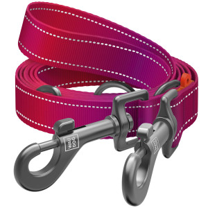 Поводок-перестежка для собак WAUDOG Nylon Mono, светоотражающий, светоотражающий, розовый, размер M, 300 см, 20 мм