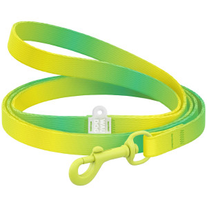 Поводок для кошек и собак мелких пород из нейлона WAUDOG Nylon Recycled, градиент, цветной карабин, салатовый, XS, 122 см, 10 мм