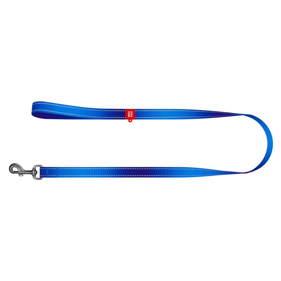 Повідець для собак нейлоновий WAUDOG Nylon Mono світловідбивний, синій